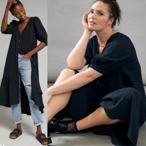 Maeve by Anthropologie Black Crepe Midi Dress